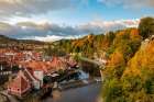 Looking down onto the village of Cesky Krumlov-Czech Republic Art Print